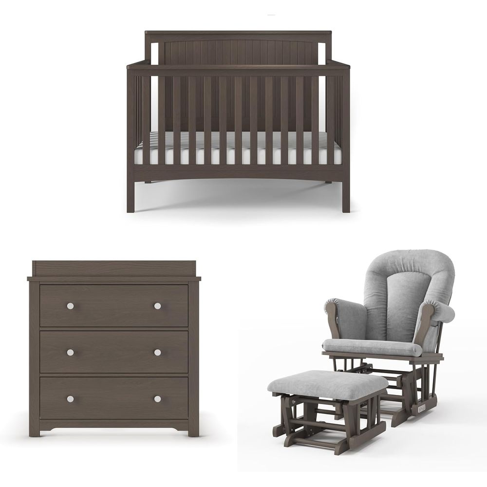 Convertible Crib Set - Scout 3-Piece Nursery Set, Includes 4-in-1