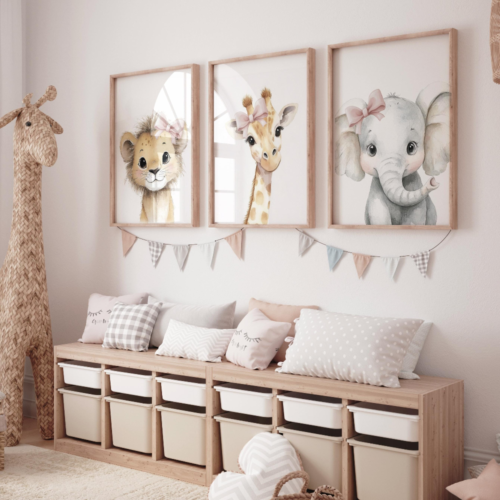 Baby Nursery Frames - Baby Girl Nursery Wall Art Set