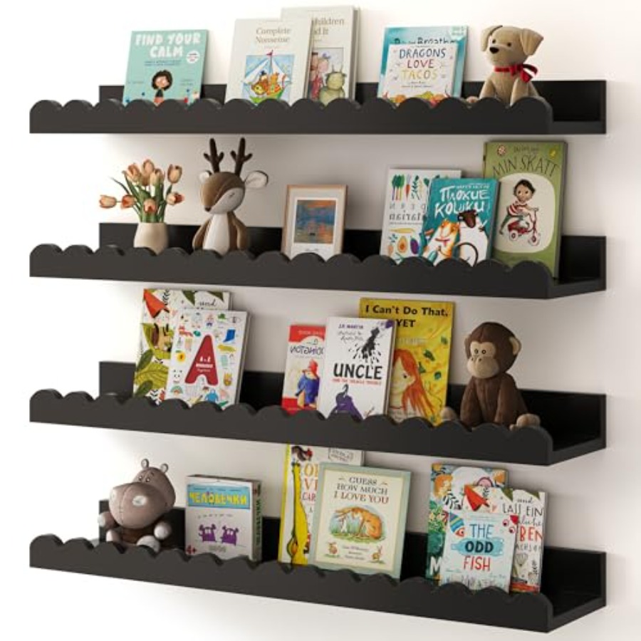 Baby Nursery Books - Nursery Book Shelves 4-Pack Floating Shelves