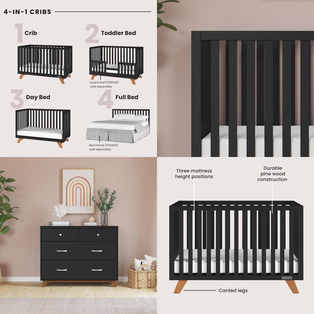 Convertible Crib Set - 4-in-1 Convertible Crib and 3-Drawer Dresser