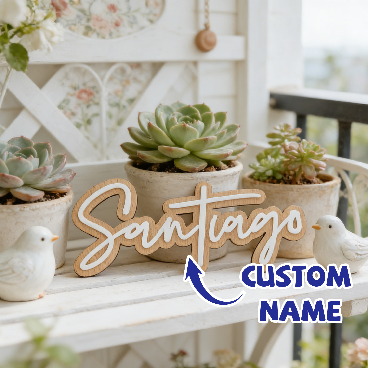 Baby Nursery Toy - 1Pc Custom Name Cute White Wooden