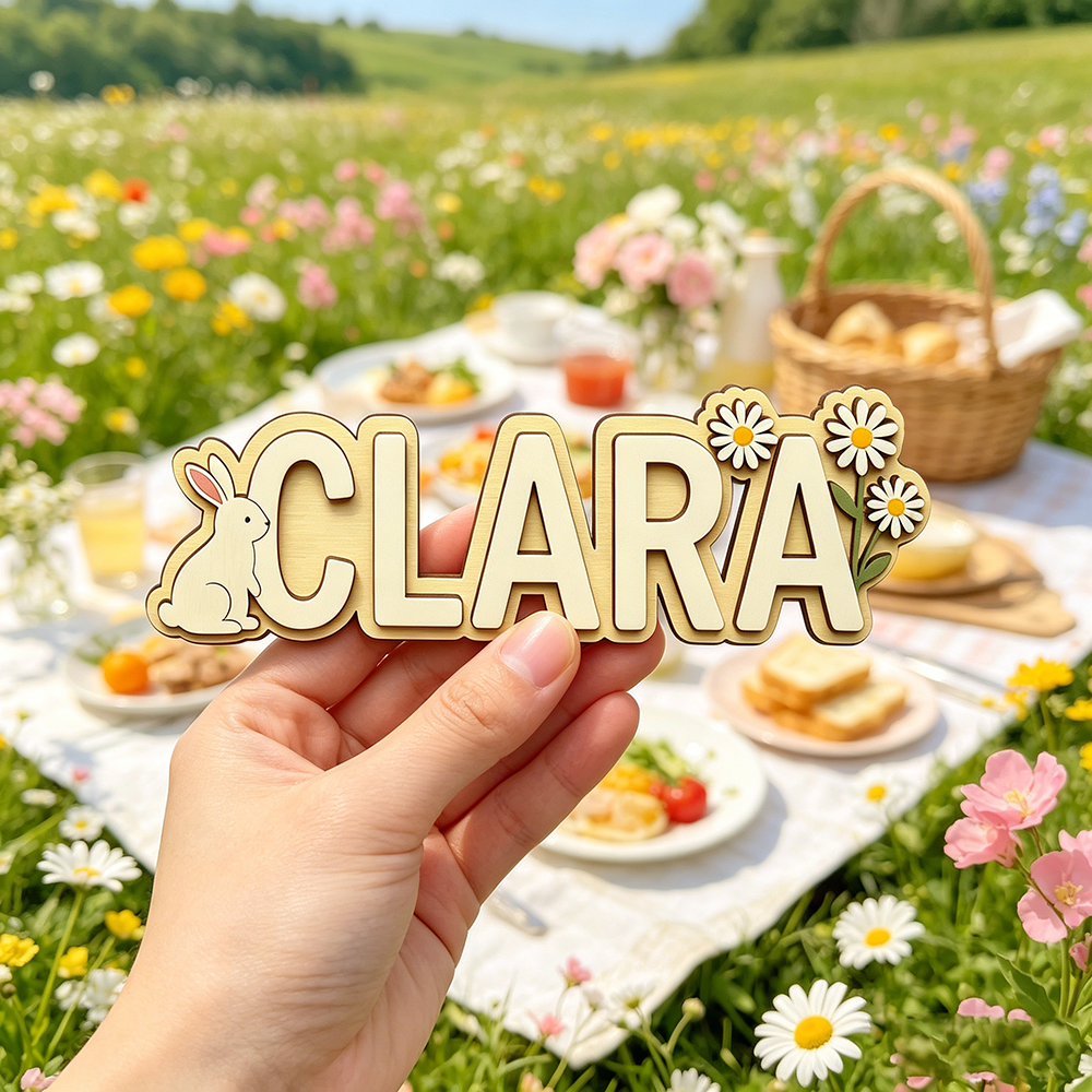 Baby Nursery Toy - Custom Bunny & Daisy Kids Name