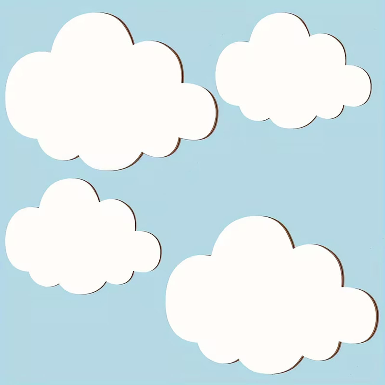 Baby Nursery Wallpaper - 6Pcs Cloud & Eyelash Wooden Wall