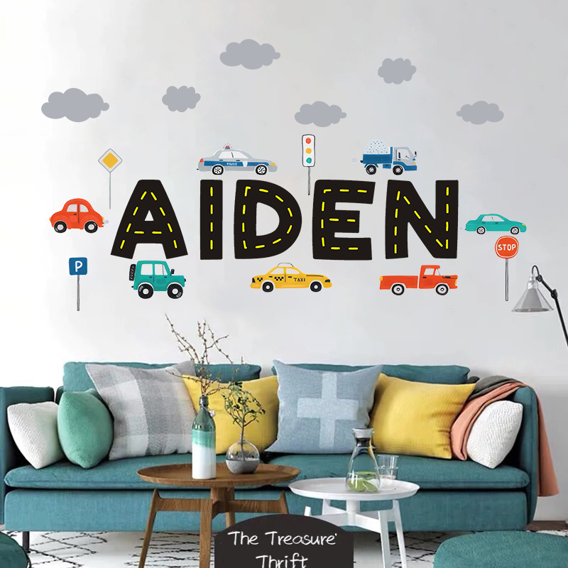 Custom Name Construction Vehic - Baby Nursery Wallpaper reseña y precio