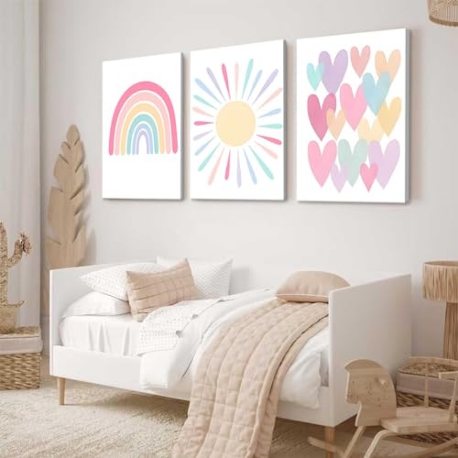 3Pcs Framed Pink Nursery Canva - Baby Nursery Frames reseña y precio