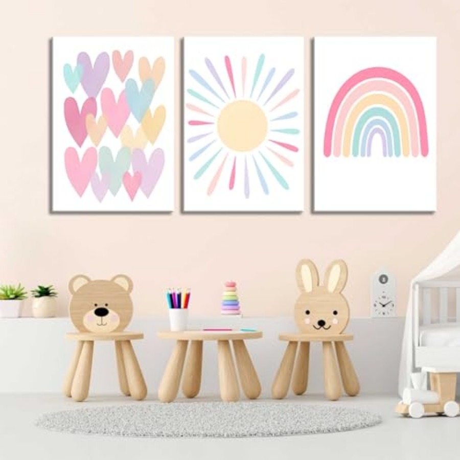 3Pcs Framed Pink Nursery Canva - Baby Nursery Frames reseña y precio