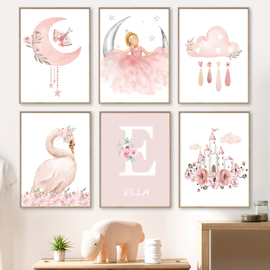 Pink Angel Girl Sun Moon Cloud - Baby Nursery Girl Room reseña y precio