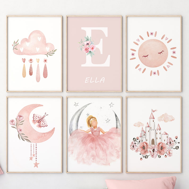 Pink Angel Girl Sun Moon Cloud - Baby Nursery Girl Room reseña y precio