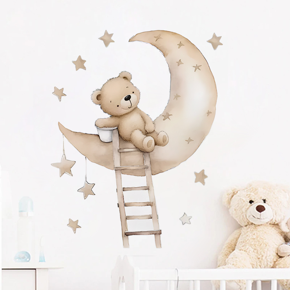 Cute Bear Star Cloud Wall Stic - Baby Nursery Girl Room reseña y precio