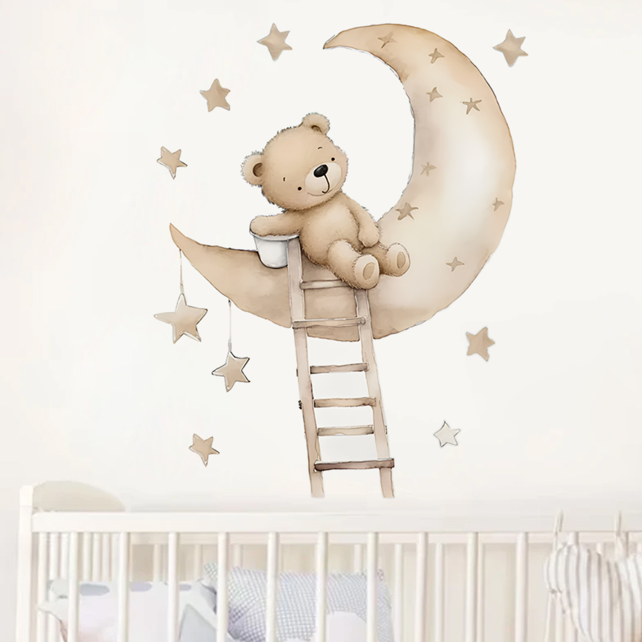 Cute Bear Star Cloud Wall Stic - Baby Nursery Girl Room reseña y precio