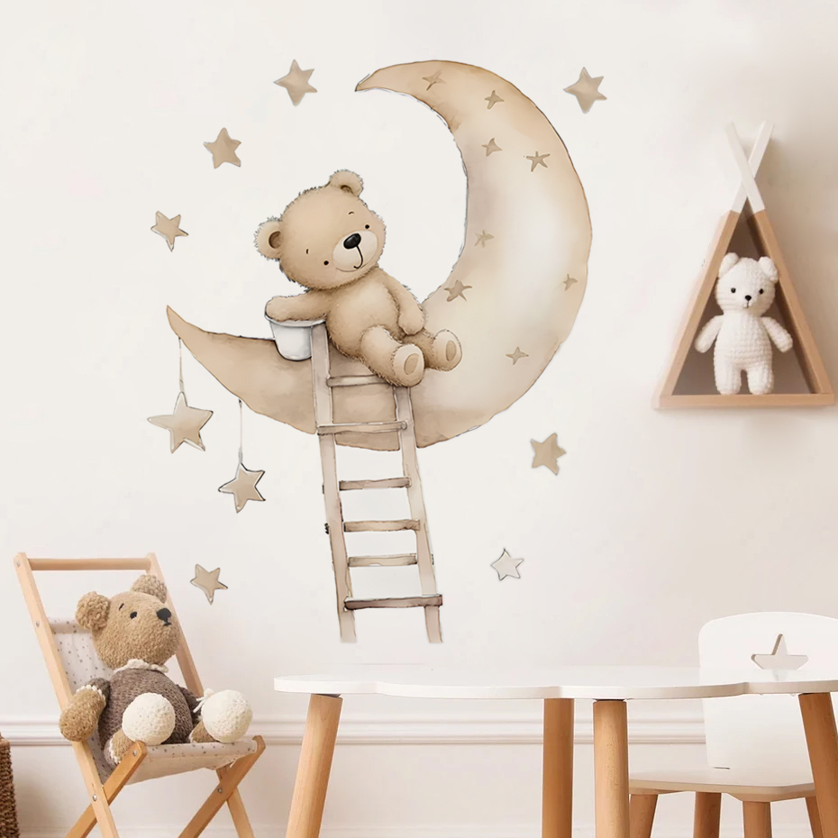 Cute Bear Star Cloud Wall Stic - Baby Nursery Girl Room reseña y precio