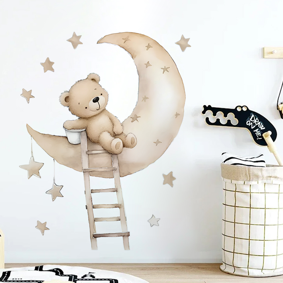 Cute Bear Star Cloud Wall Stic - Baby Nursery Girl Room reseña y precio