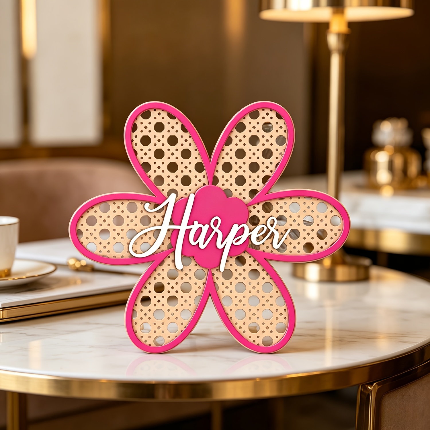 Personalized Boho Rattan Flowe - Baby Nursery Toy reseña y precio