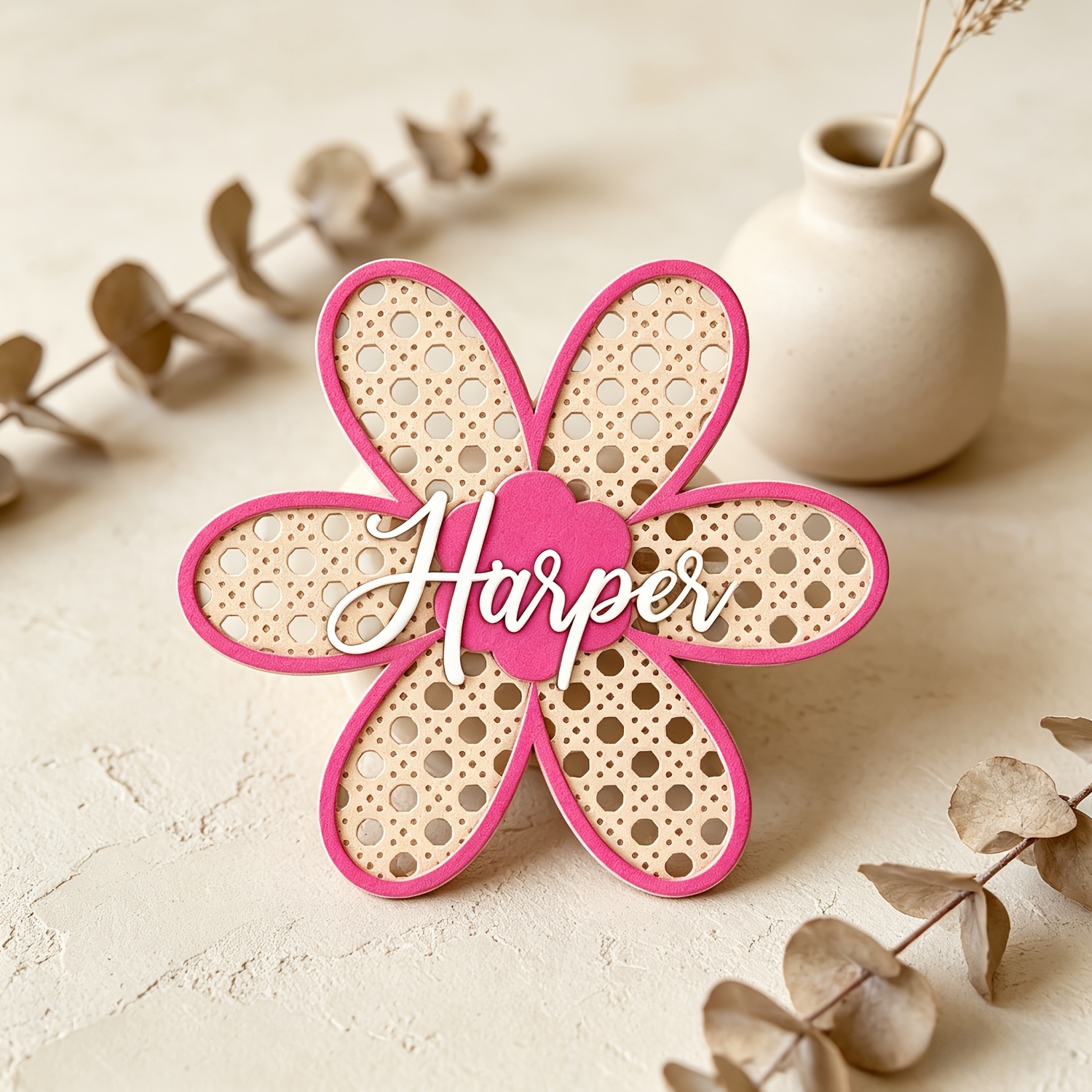 Personalized Boho Rattan Flowe - Baby Nursery Toy reseña y precio