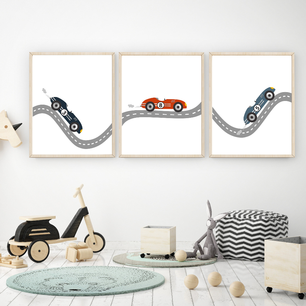 Race Car Wall Art Canvas Print - Baby Nursery Frames reseña y precio