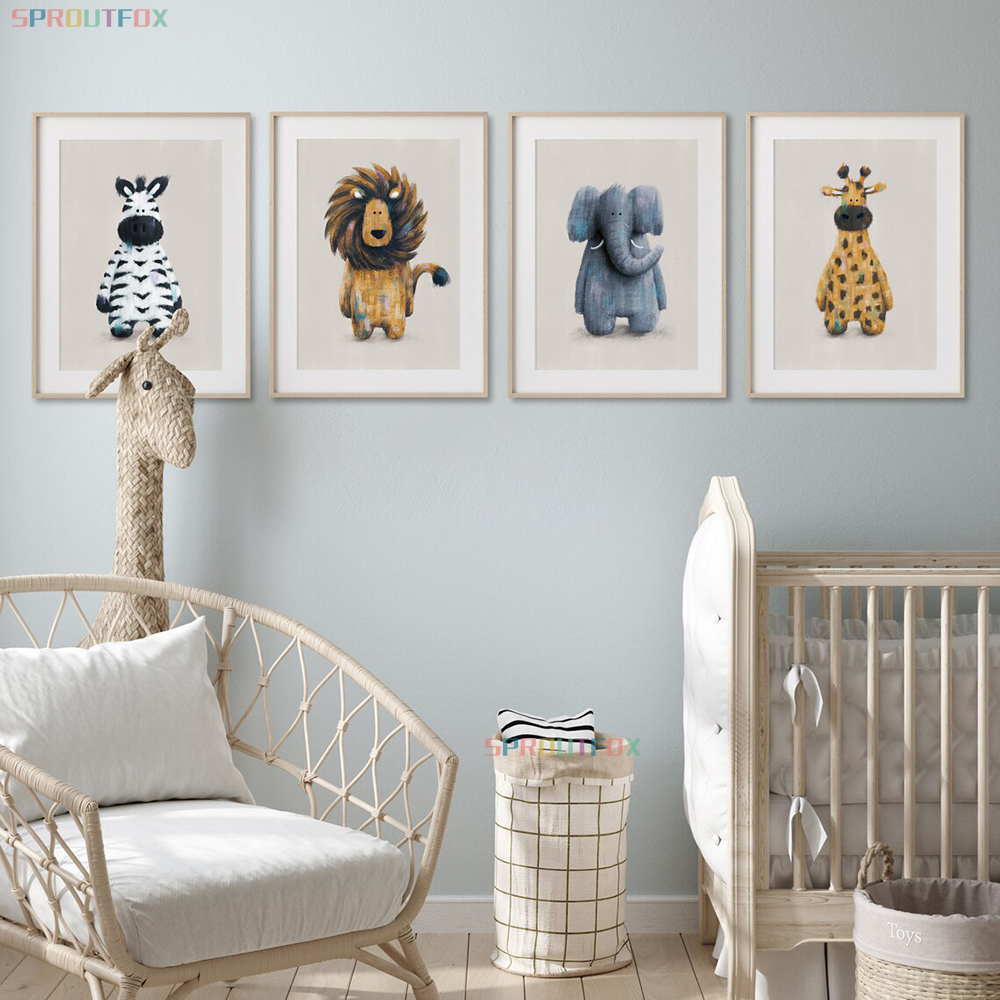 Giraffe, Lions, Elephant Canva - Baby Nursery Frames reseña y precio