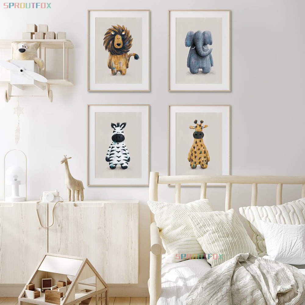 Giraffe, Lions, Elephant Canva - Baby Nursery Frames reseña y precio