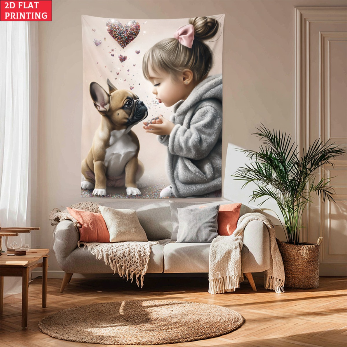 Girl with french bulldog puppy - Baby Nursery Girl Room reseña y precio