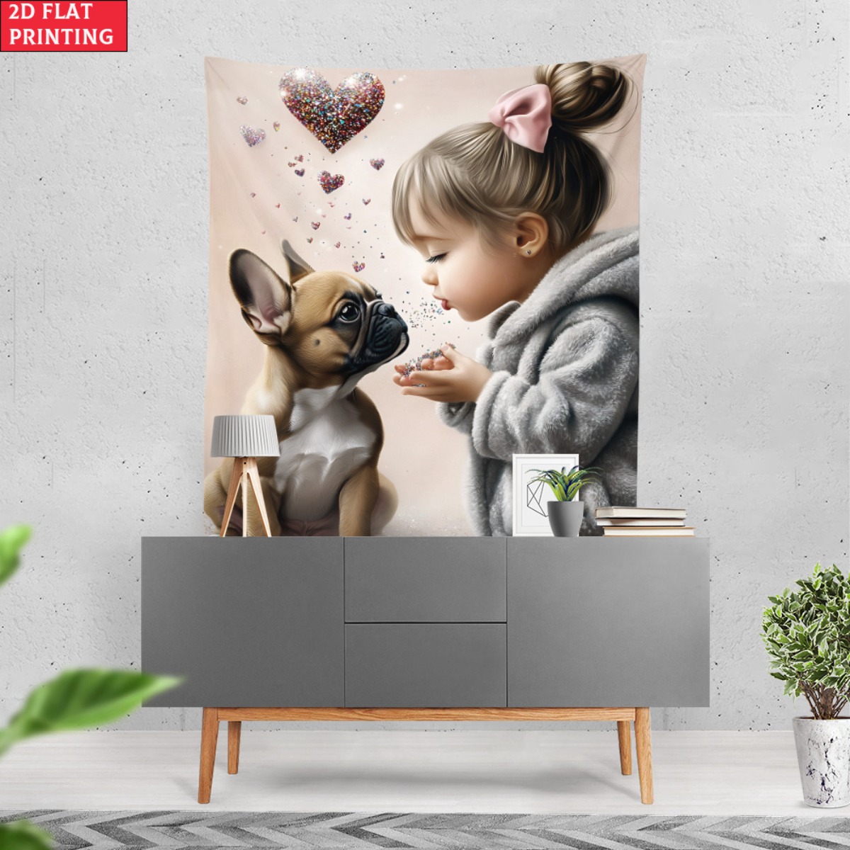 Girl with french bulldog puppy - Baby Nursery Girl Room reseña y precio
