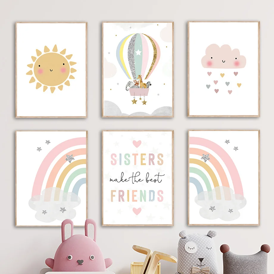 Giraffe Elephant Hot Balloon S - Baby Nursery Girl Room reseña y precio
