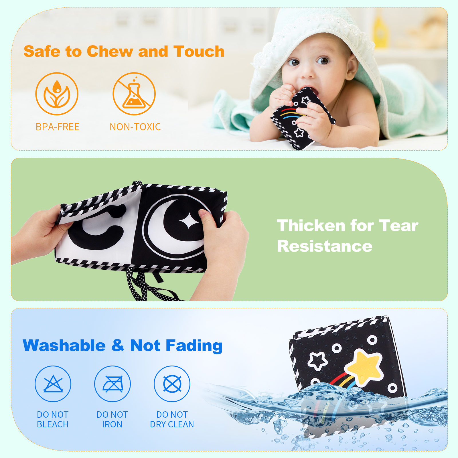 Baby Cloth Book High Contrast  - Baby Nursery Books reseña y precio