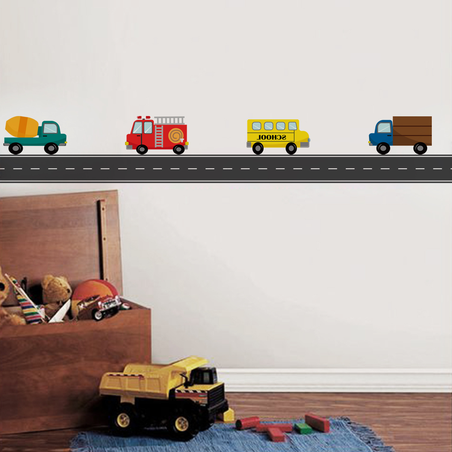 Cartoon Kids Transport Car Tru - Baby Nursery Wallpaper reseña y precio