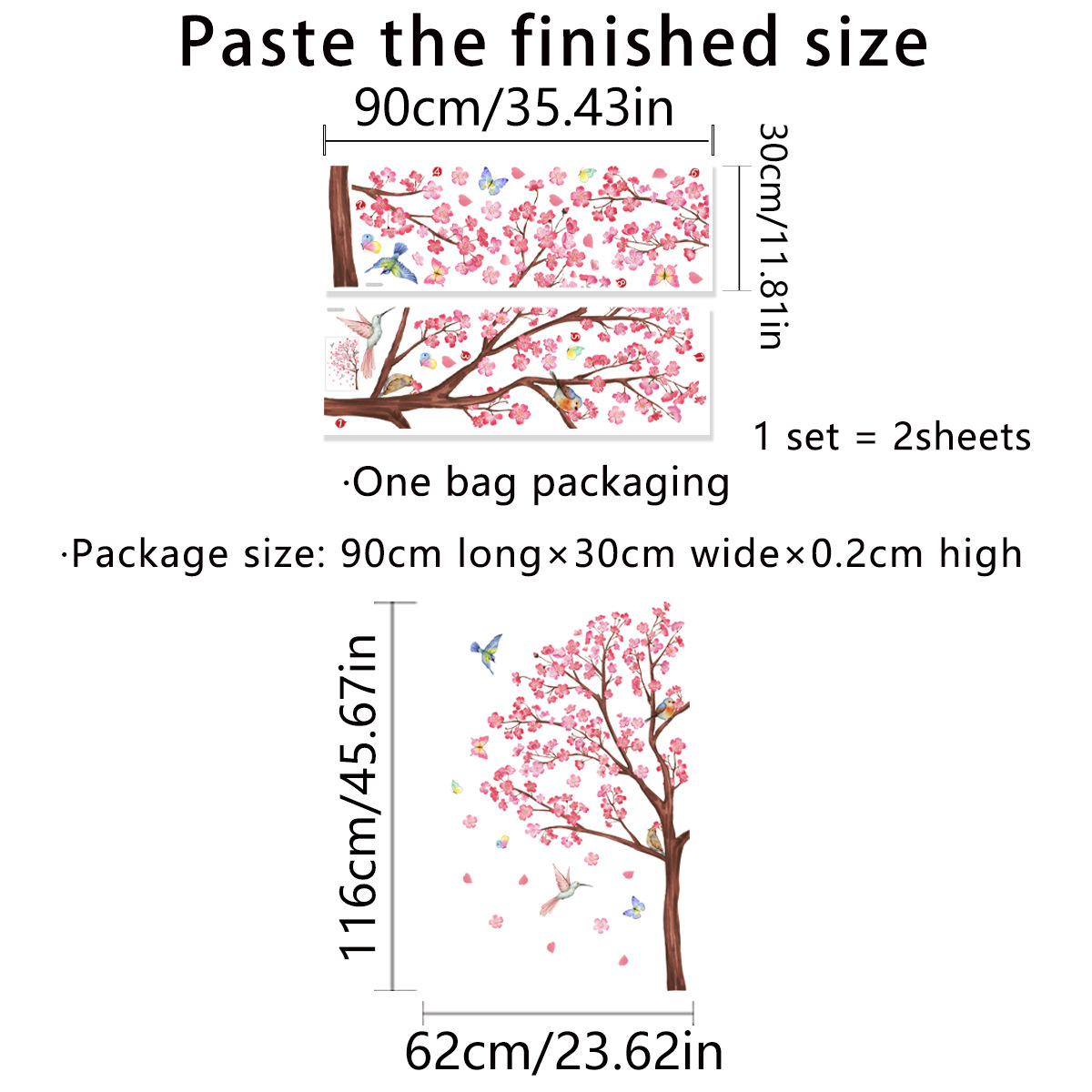 Watercolour Bird Flower Wall S - Baby Nursery Girl Room reseña y precio