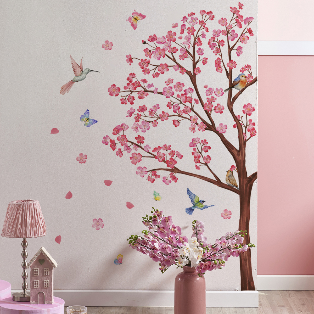 Watercolour Bird Flower Wall S - Baby Nursery Girl Room reseña y precio