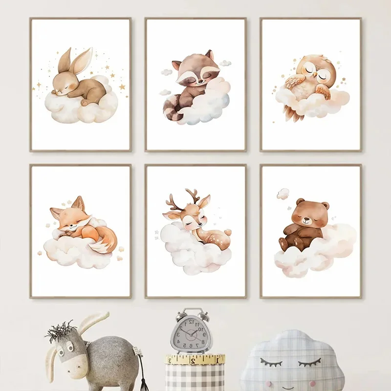 Cartoon Cloud Animal Canvas Pa - Baby Nursery Frames reseña y precio