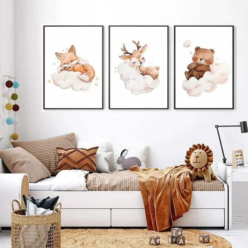 Cartoon Cloud Animal Canvas Pa - Baby Nursery Frames reseña y precio