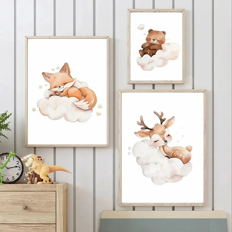 Cartoon Cloud Animal Canvas Pa - Baby Nursery Frames reseña y precio