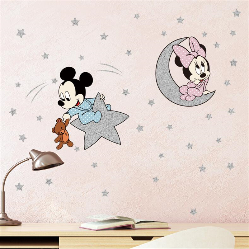 Cartoon Mickey Minnie Mouse Ba - Baby Nursery Wallpaper reseña y precio