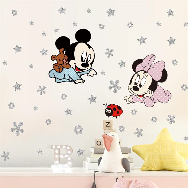 Cartoon Mickey Minnie Mouse Ba - Baby Nursery Wallpaper reseña y precio
