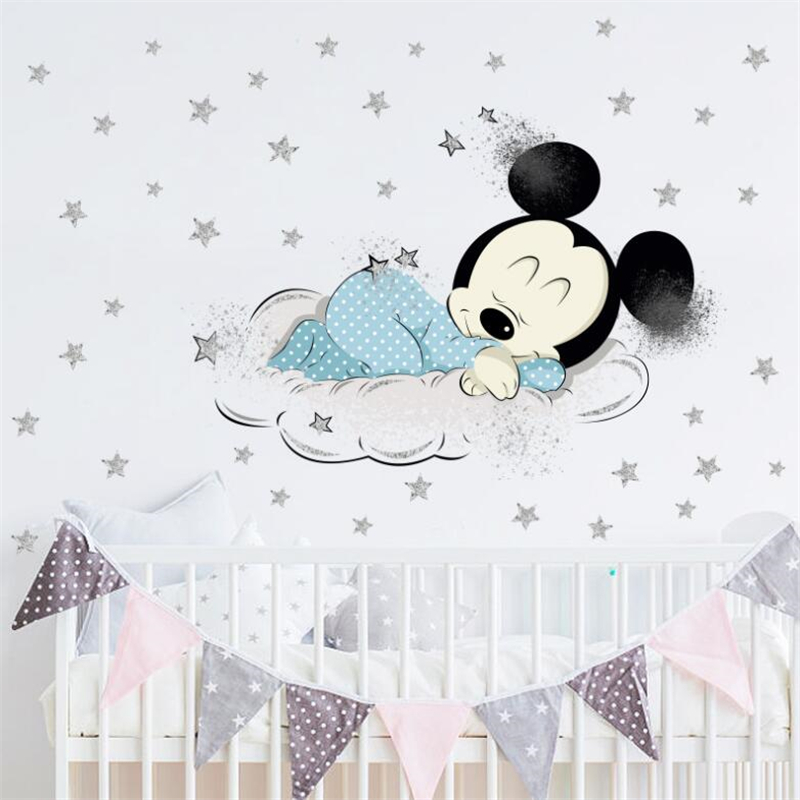Cartoon Mickey Minnie Mouse Ba - Baby Nursery Wallpaper reseña y precio