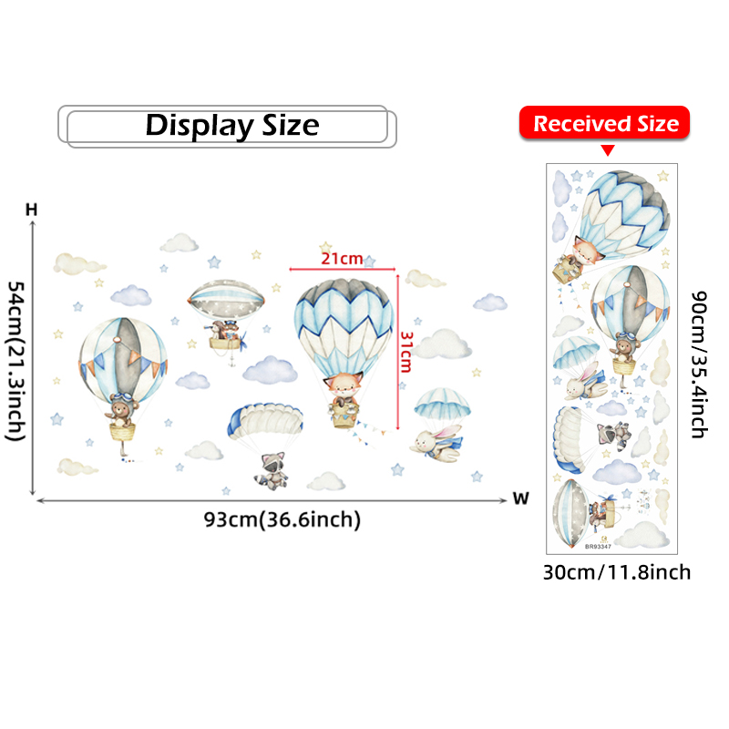 Cartoon Cute Animals Hot Air B - Baby Nursery Wallpaper reseña y precio