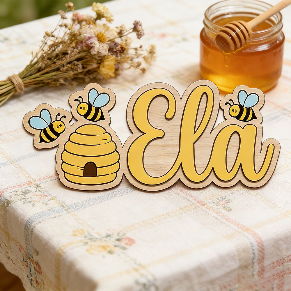 Personalized Cute Bee Hive Nam - Baby Nursery Girl Room reseña y precio