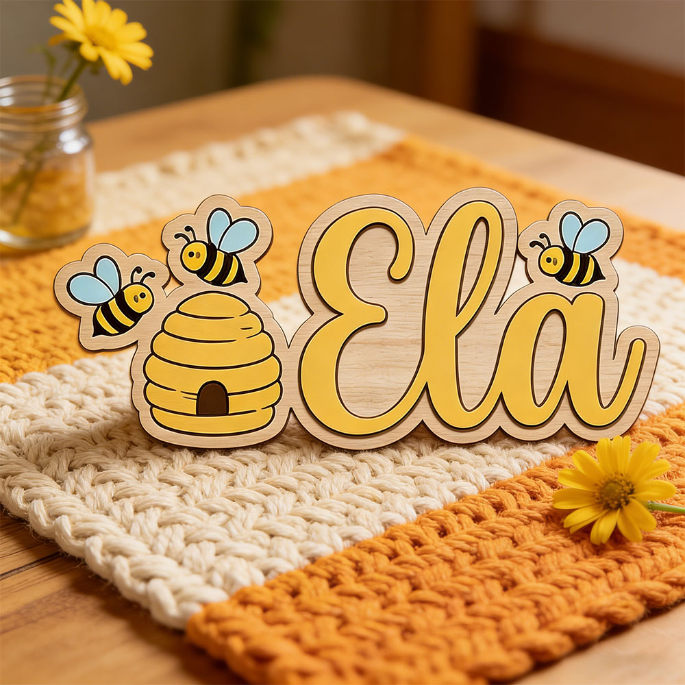 Personalized Cute Bee Hive Nam - Baby Nursery Girl Room reseña y precio
