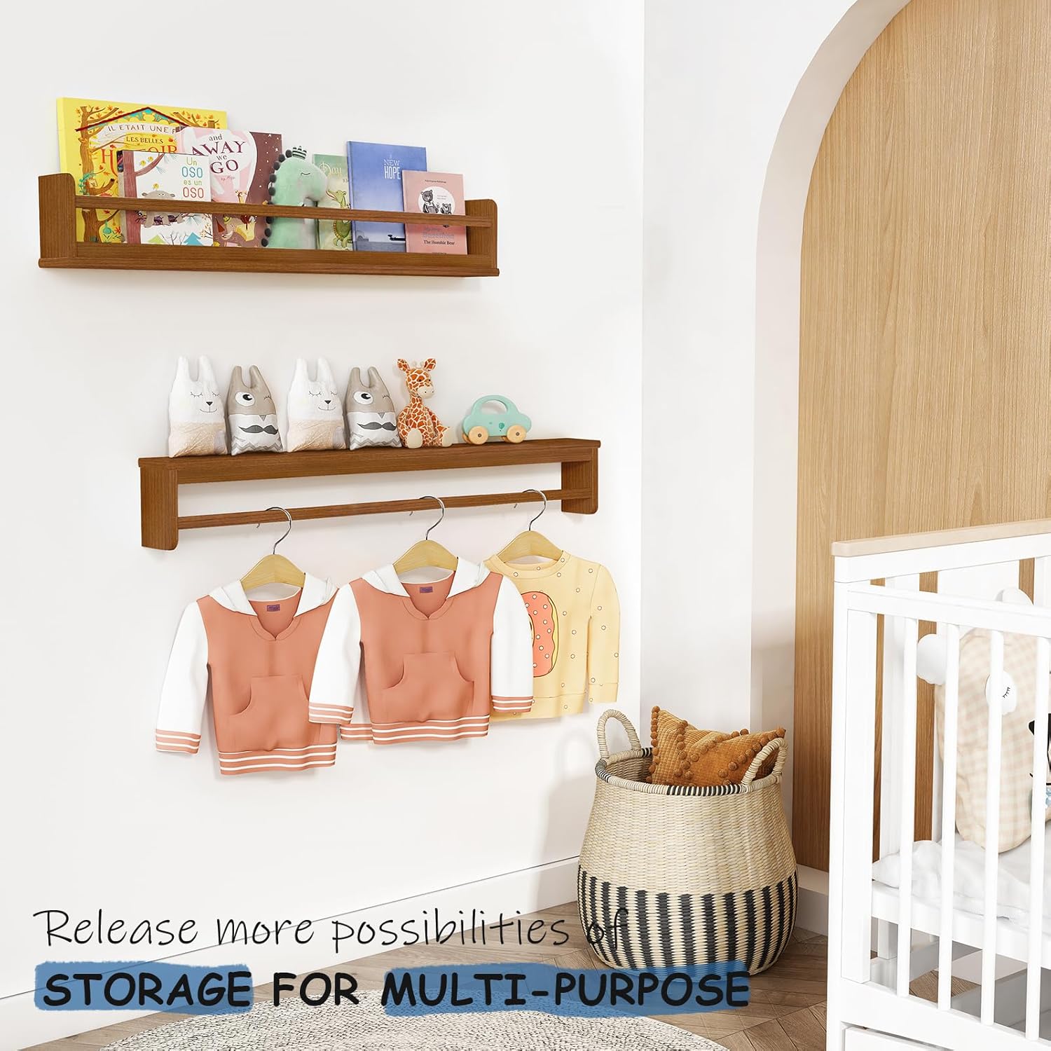 Dark Wood Wall Bookshelf For K - Baby Nursery Books reseña y precio