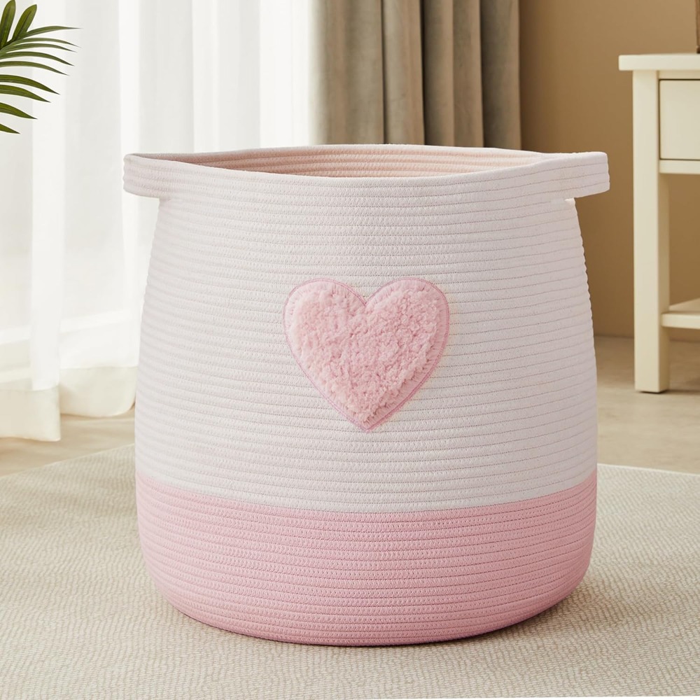 Pink Laundry Basket Hamper for - Baby Nursery Girl Room reseña y precio