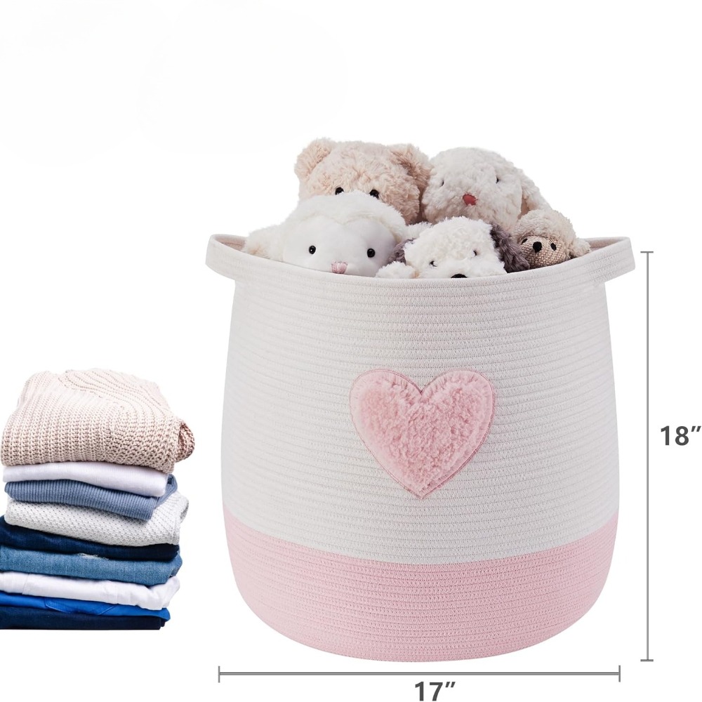 Pink Laundry Basket Hamper for - Baby Nursery Girl Room reseña y precio
