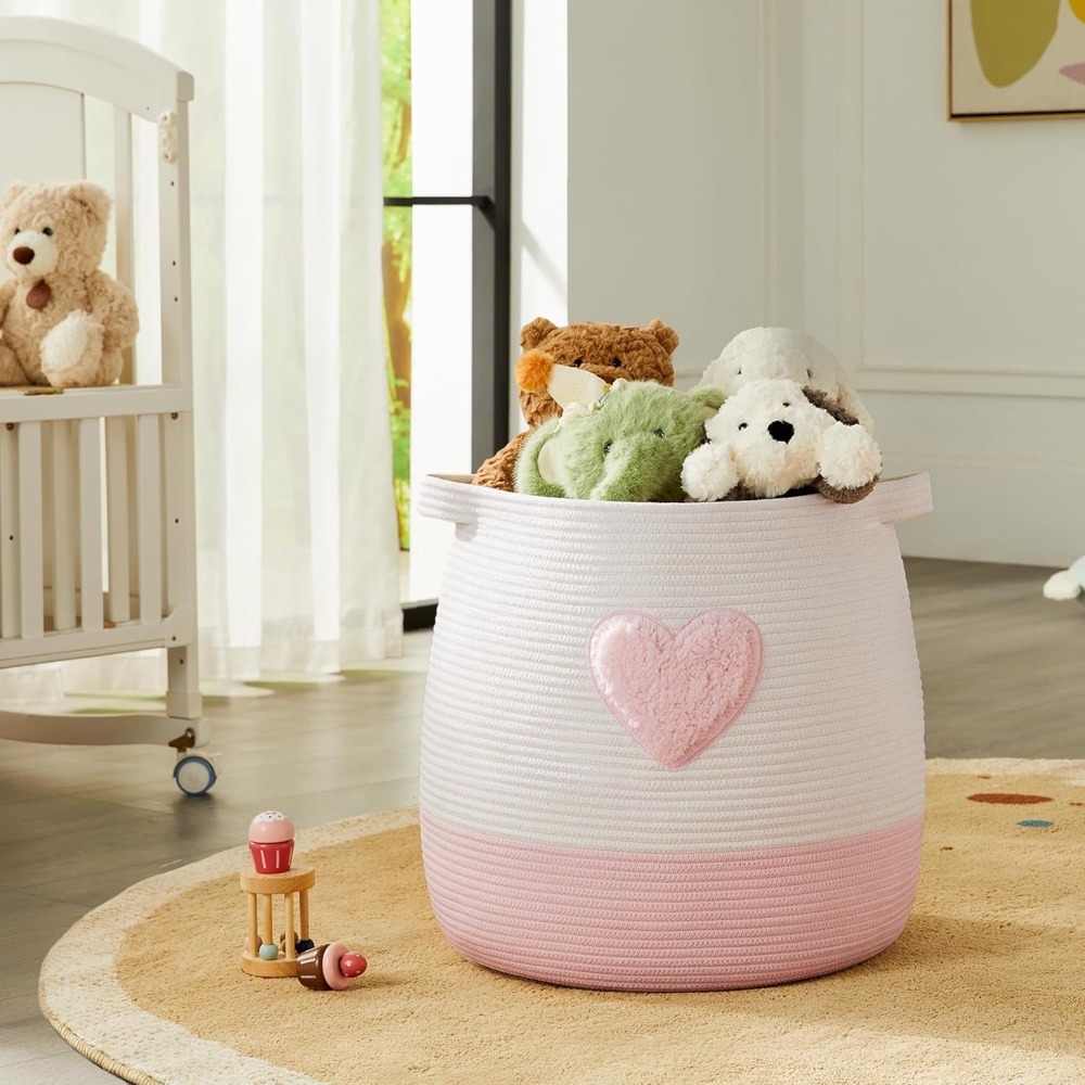 Pink Laundry Basket Hamper for - Baby Nursery Girl Room reseña y precio