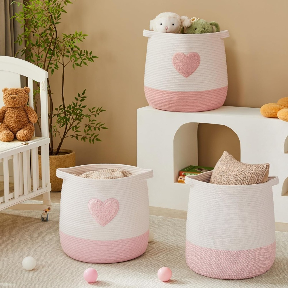 Pink Laundry Basket Hamper for - Baby Nursery Girl Room reseña y precio