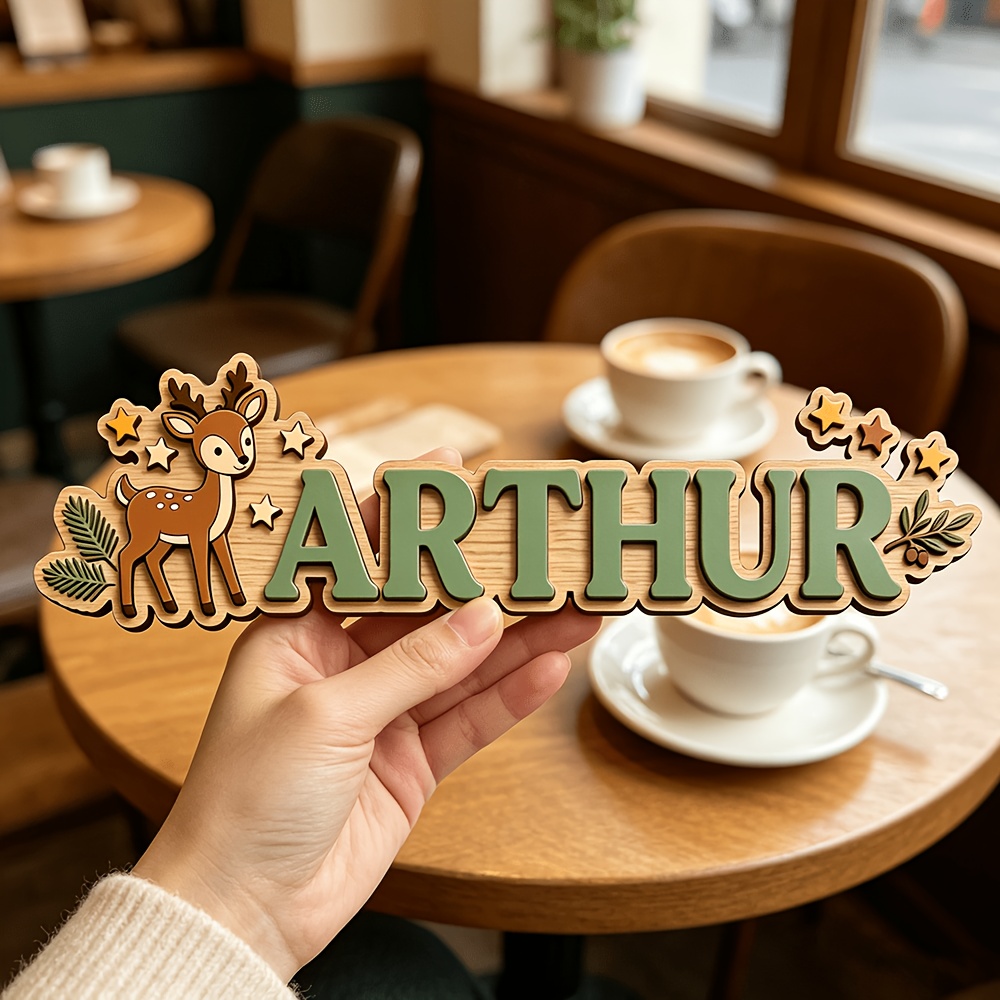 Custom Deer & Star Wooden Name - Baby Nursery Toy reseña y precio