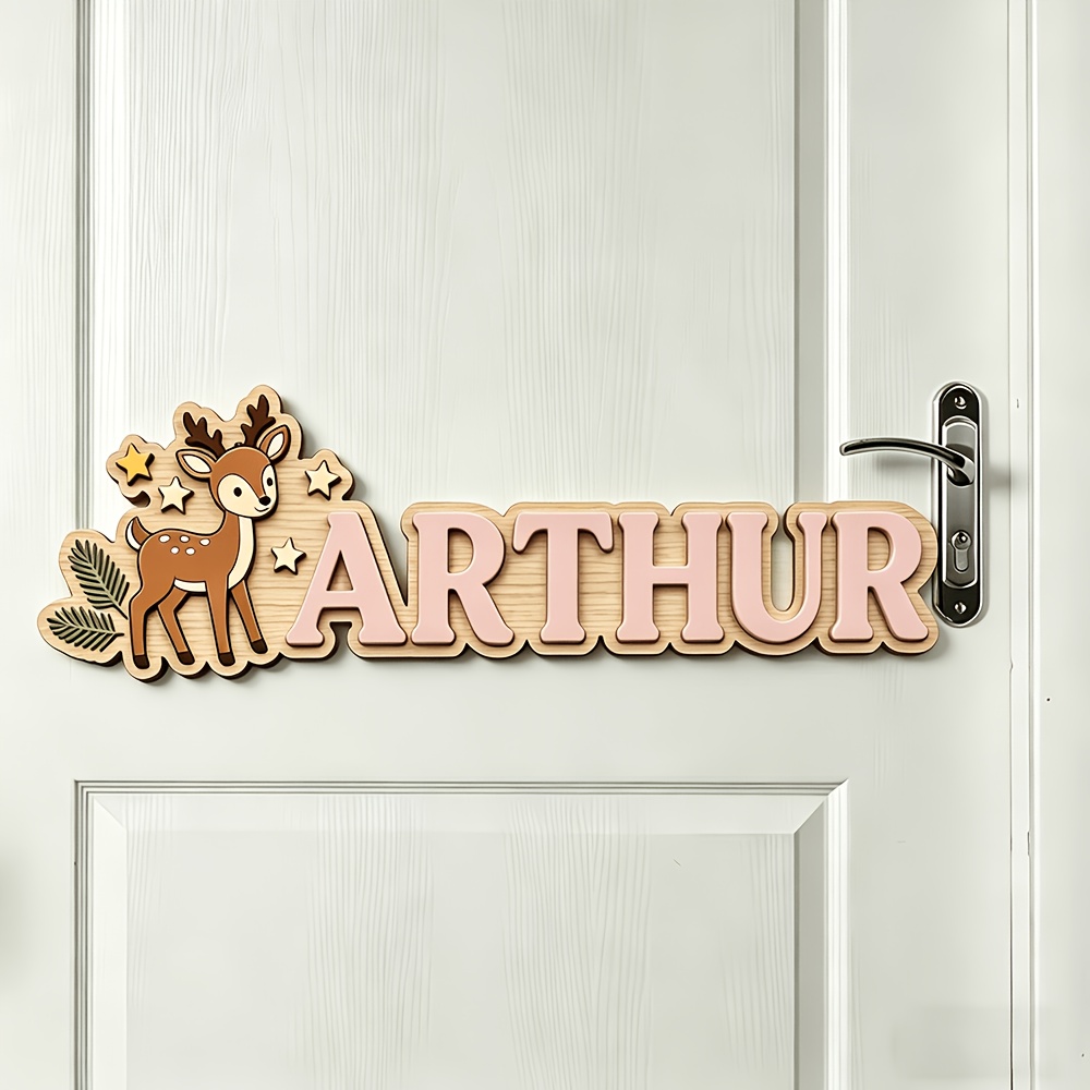 Custom Deer & Star Wooden Name - Baby Nursery Toy reseña y precio