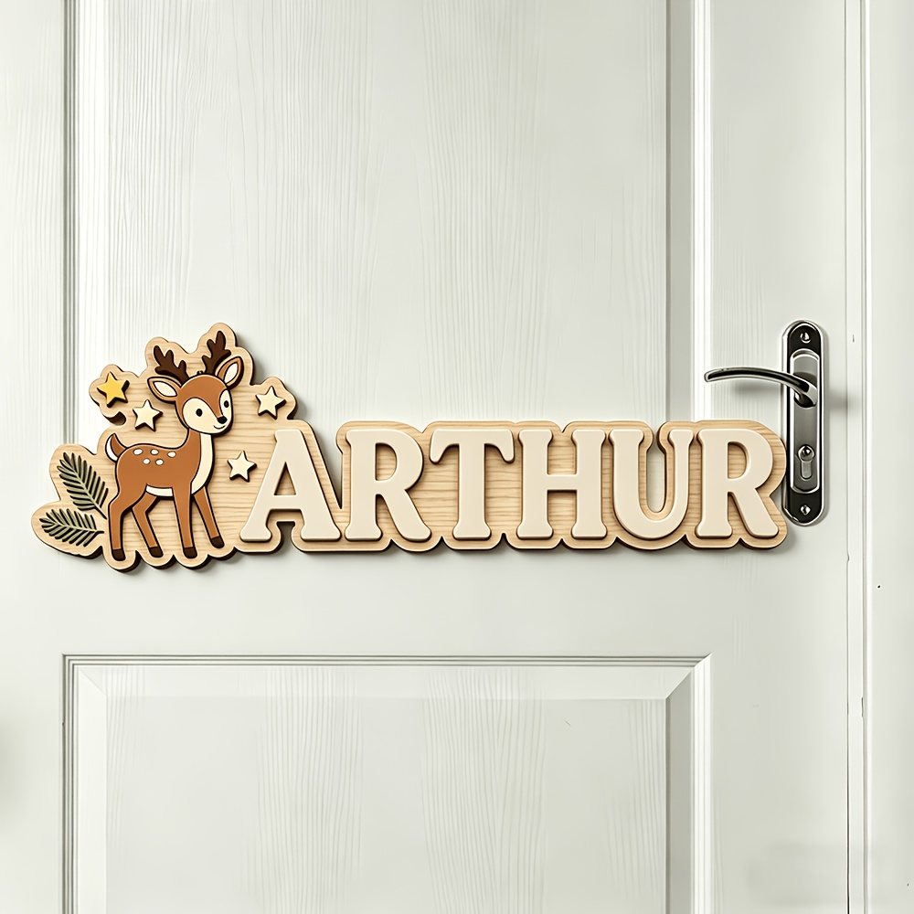 Custom Deer & Star Wooden Name - Baby Nursery Toy reseña y precio