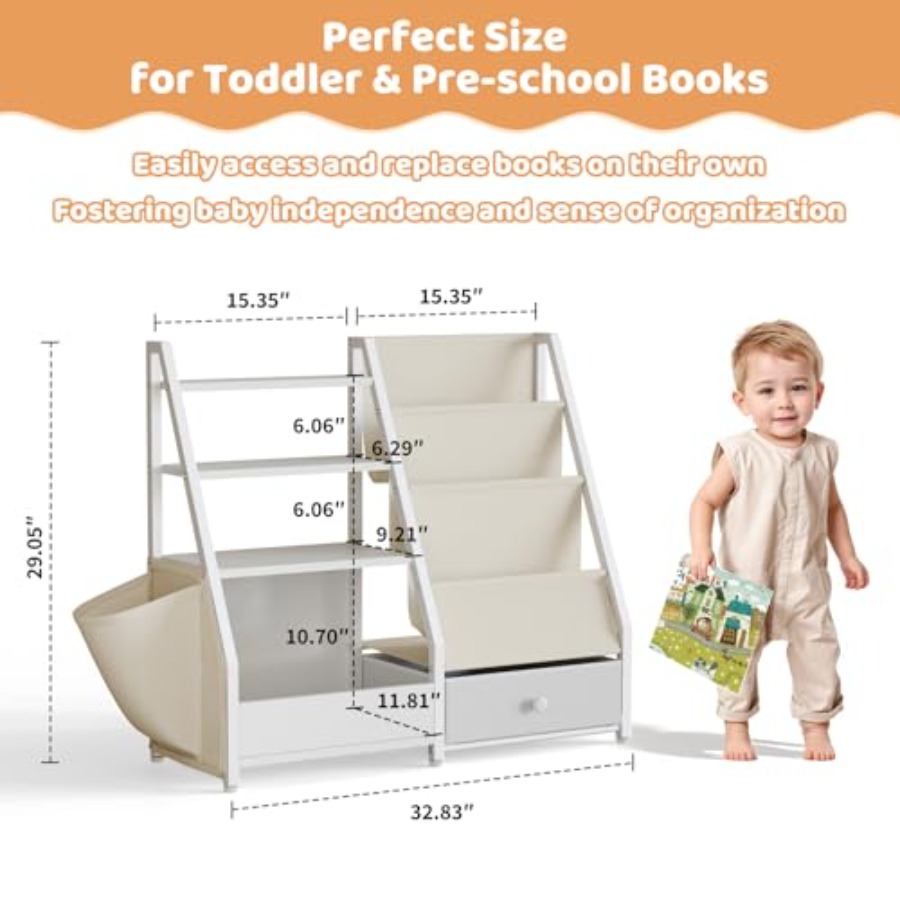 Bookshelf and Toy Storage - Bo - Baby Nursery Books reseña y precio