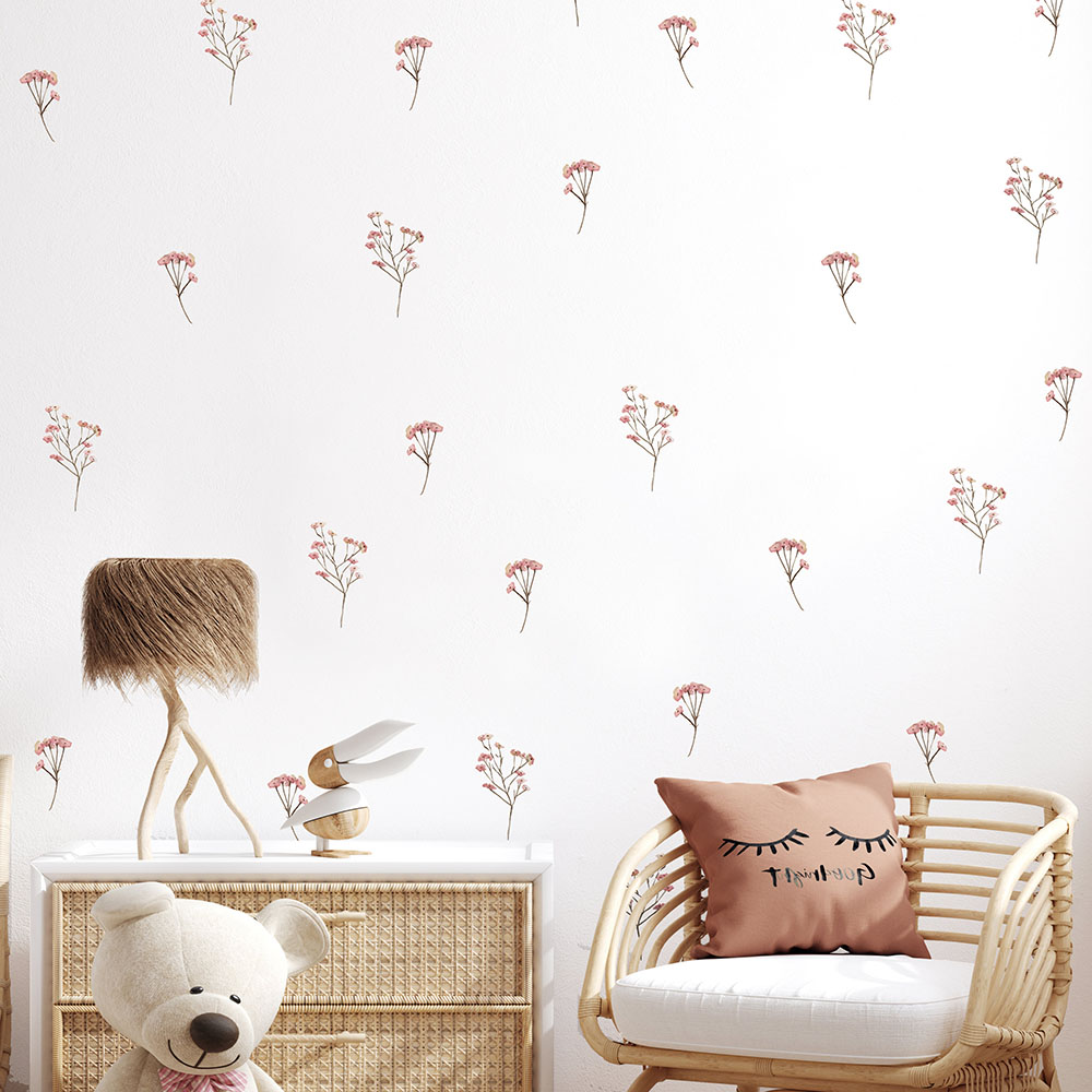 Pink  Watercolor Flower Wall S - Baby Nursery Wallpaper reseña y precio
