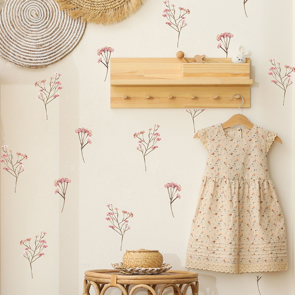 Pink  Watercolor Flower Wall S - Baby Nursery Wallpaper reseña y precio