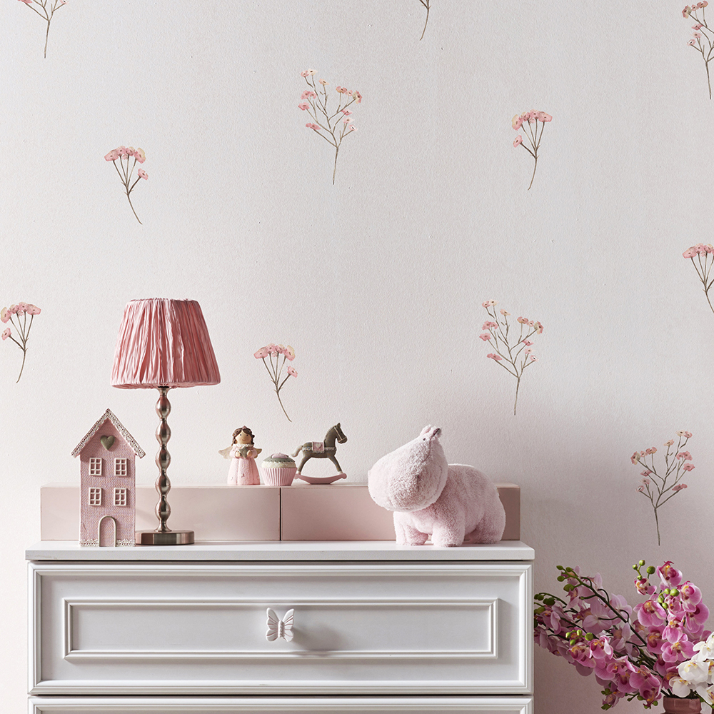 Pink  Watercolor Flower Wall S - Baby Nursery Wallpaper reseña y precio