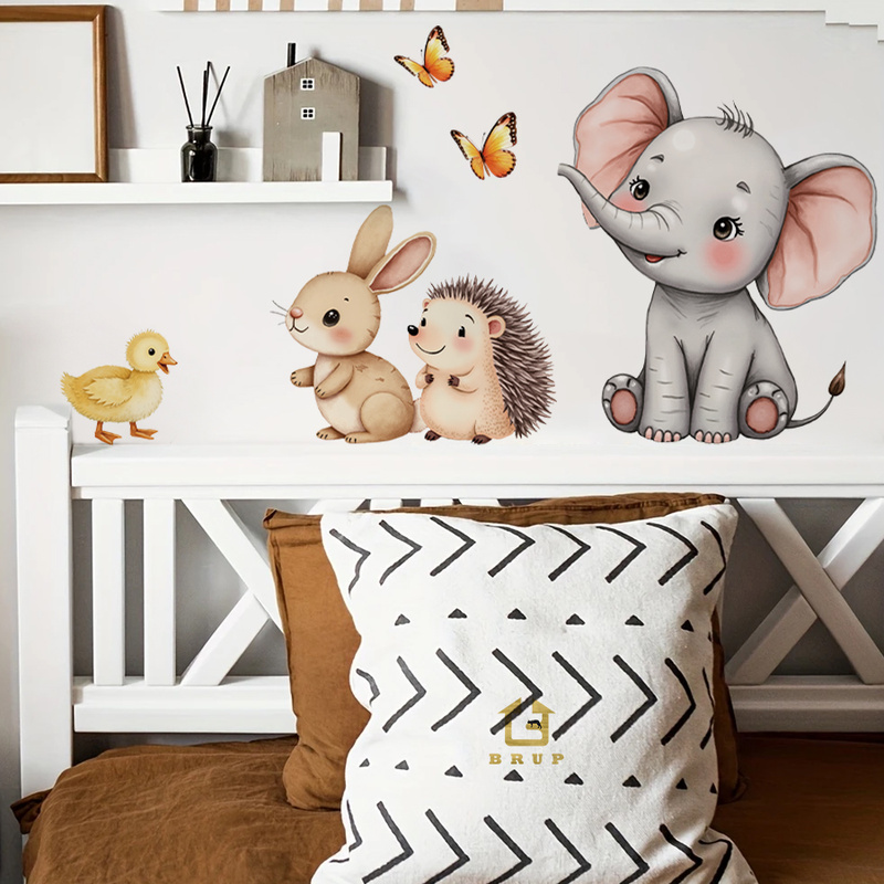 Cartoon Animal Wall Sticker -  - Baby Nursery Wallpaper reseña y precio
